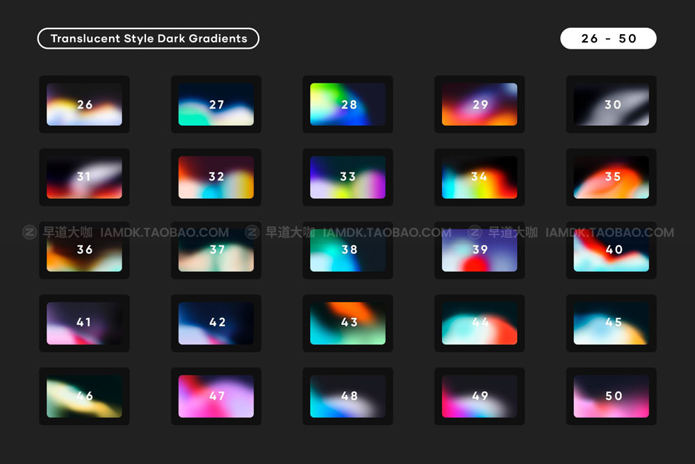 50款高清潮流炫彩模糊弥散光渐变虚化科技背景底纹图片设计素材 50 Translucent Style Dark Gradients Backgrounds_img_2