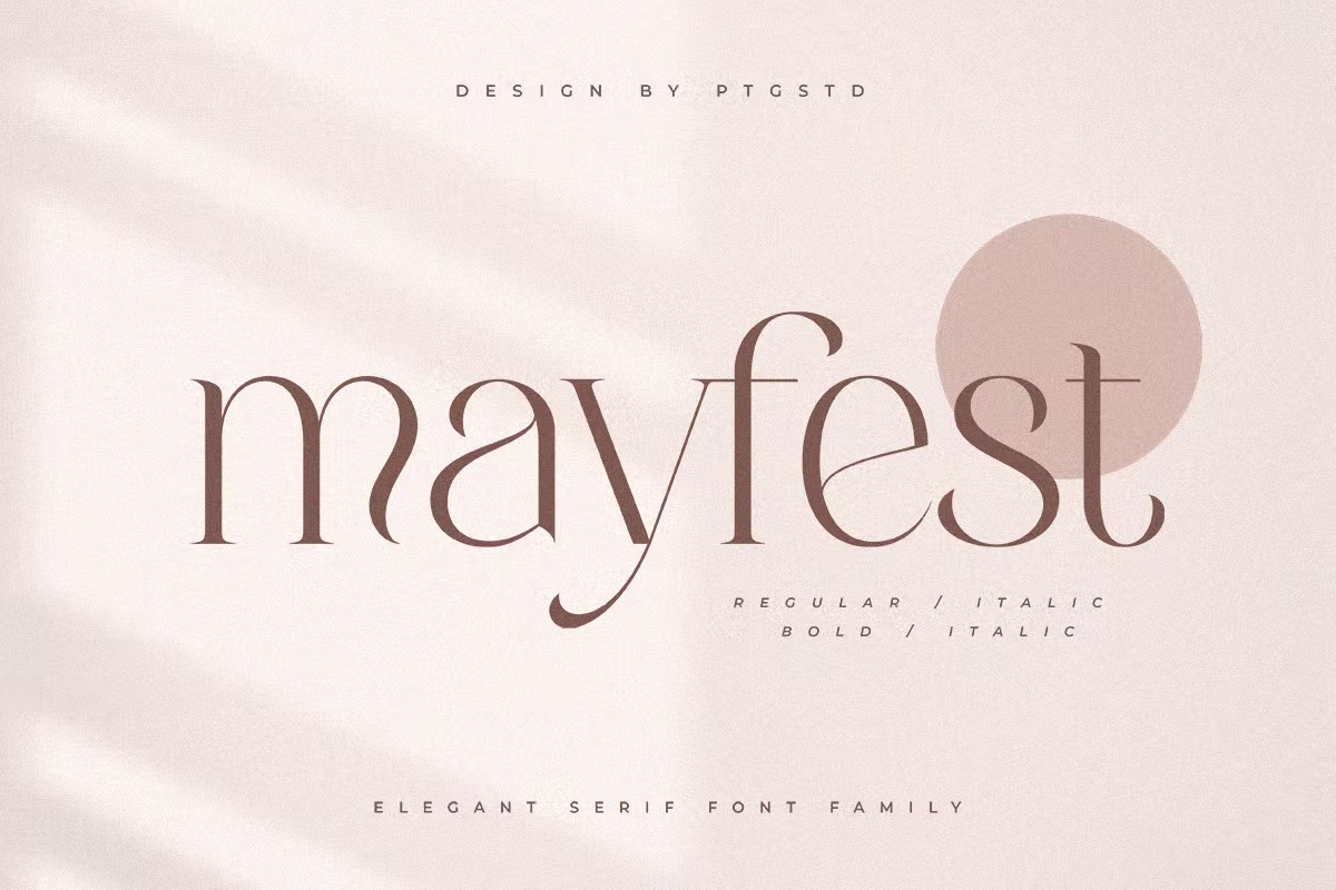 优雅复古杂志海报徽标logo设计衬线英文字体 Mayfest Elegant Serif Font Family_img_2