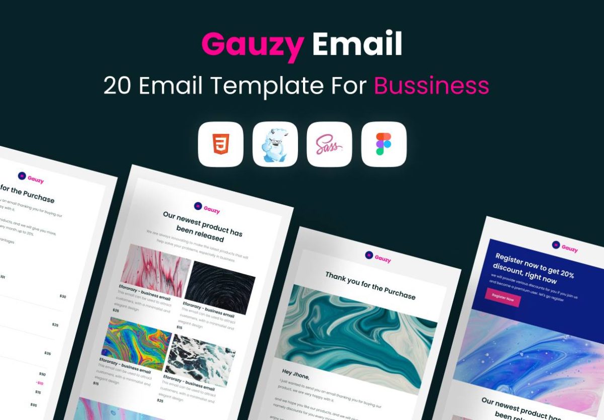 电子邮件创建页面模板设计WEB UI套件素材 Gauzy - 20 Uniq Email Template for Bussiness_img_3