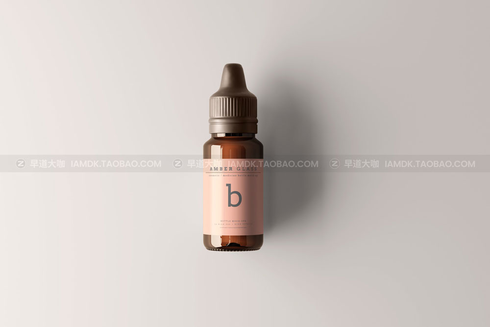 琥珀色玻璃化妆品药物滴管瓶包装盒设计展示贴图样机 Amber Glass Dropper Bottle Mockups_img_2