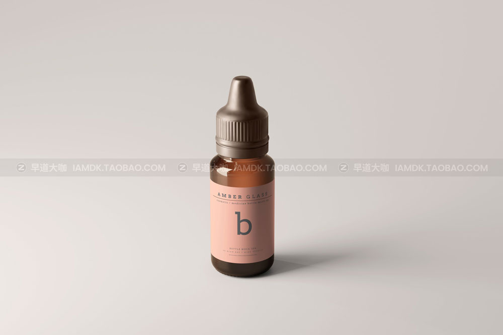 琥珀色玻璃化妆品药物滴管瓶包装盒设计展示贴图样机 Amber Glass Dropper Bottle Mockups_img_2