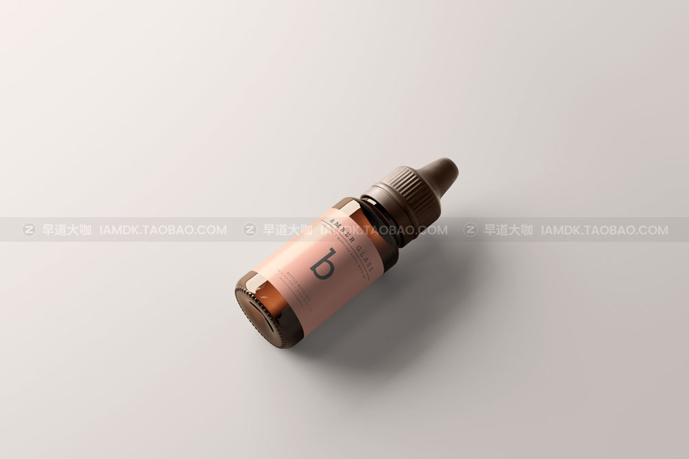 琥珀色玻璃化妆品药物滴管瓶包装盒设计展示贴图样机 Amber Glass Dropper Bottle Mockups_img_2