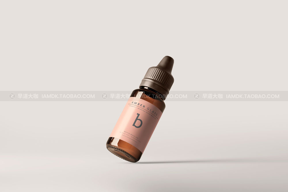 琥珀色玻璃化妆品药物滴管瓶包装盒设计展示贴图样机 Amber Glass Dropper Bottle Mockups_img_2