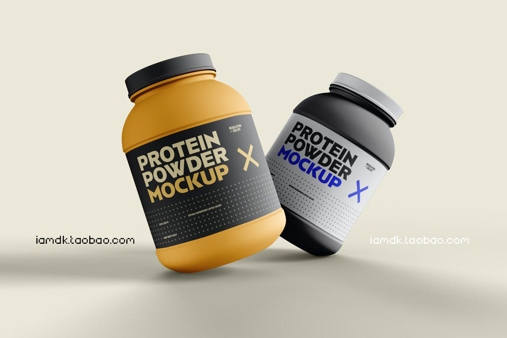 时尚食品药物补充剂塑料管贴纸设计展示PSD样机模版 Food Supplement Plastic Jar Mockup_img_2