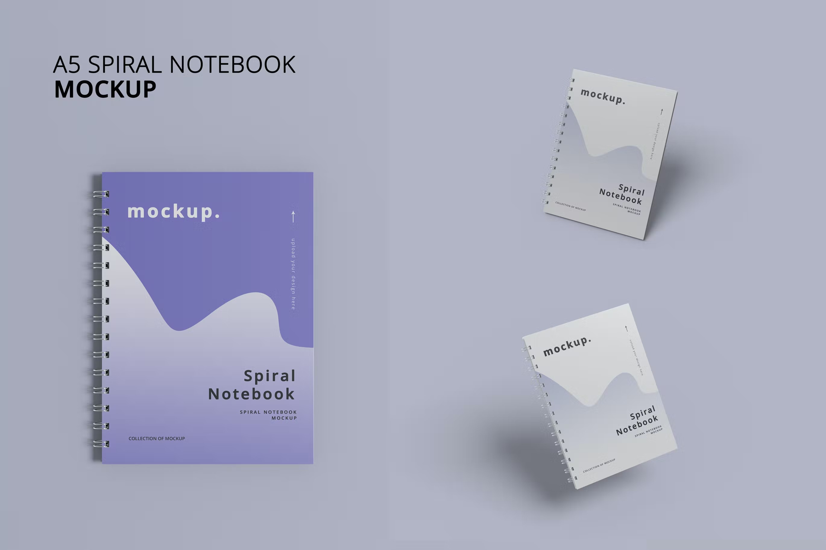 A5螺旋铁丝办公笔记本设计展示贴图样机模版 A5 Spiral Notebook Mockup_img_2