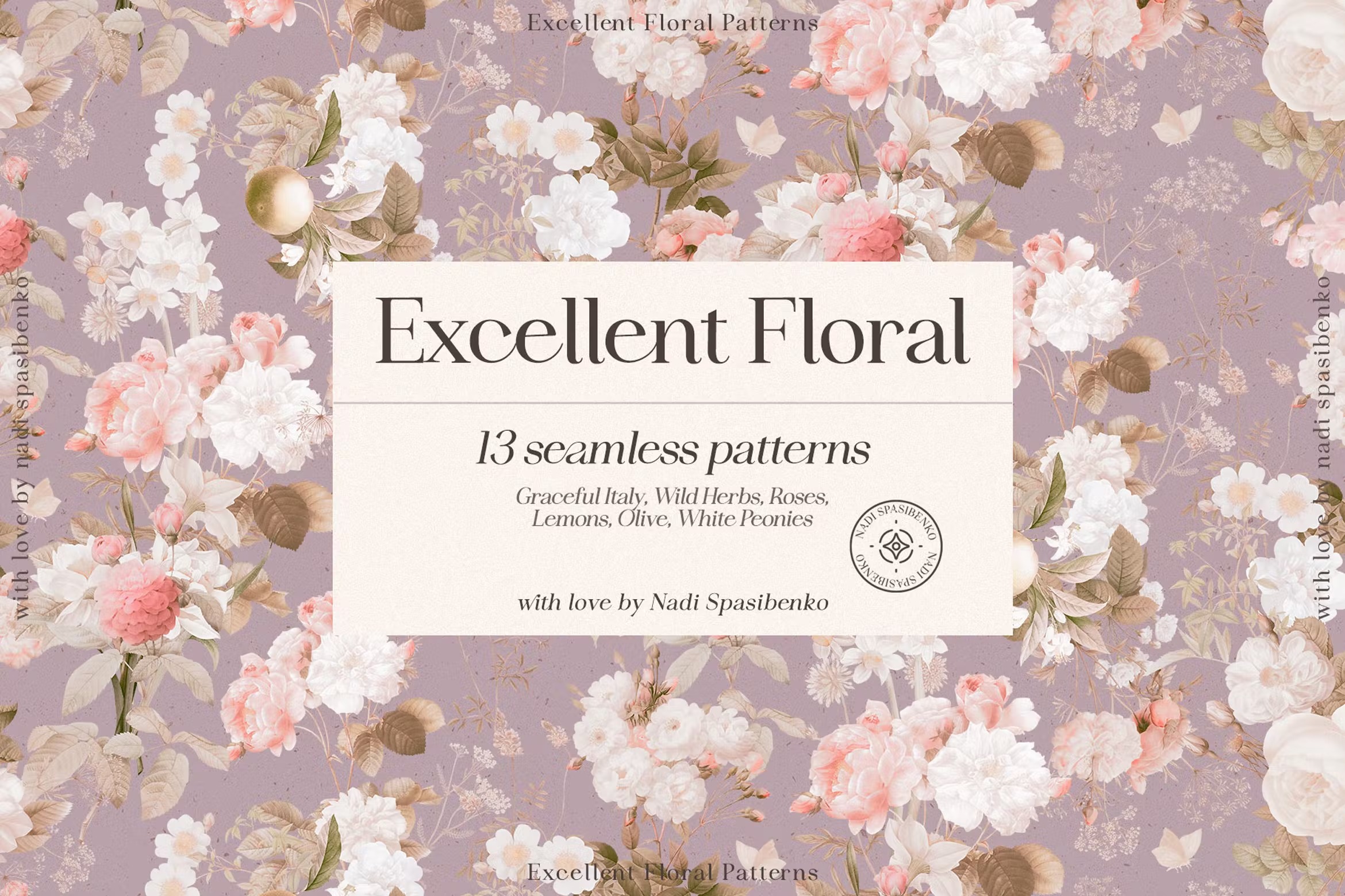 奢华意大利风橄榄枝花卉无缝隙PNG免抠图片设计素材 Excellent Floral Vintage Patterns_img_2