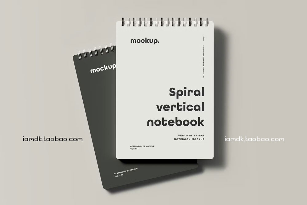 线圈笔记本记事本文创文具封面设计作品贴图Ps样机素材展示效果 Spiral Notebook Mock-up 2_img_2