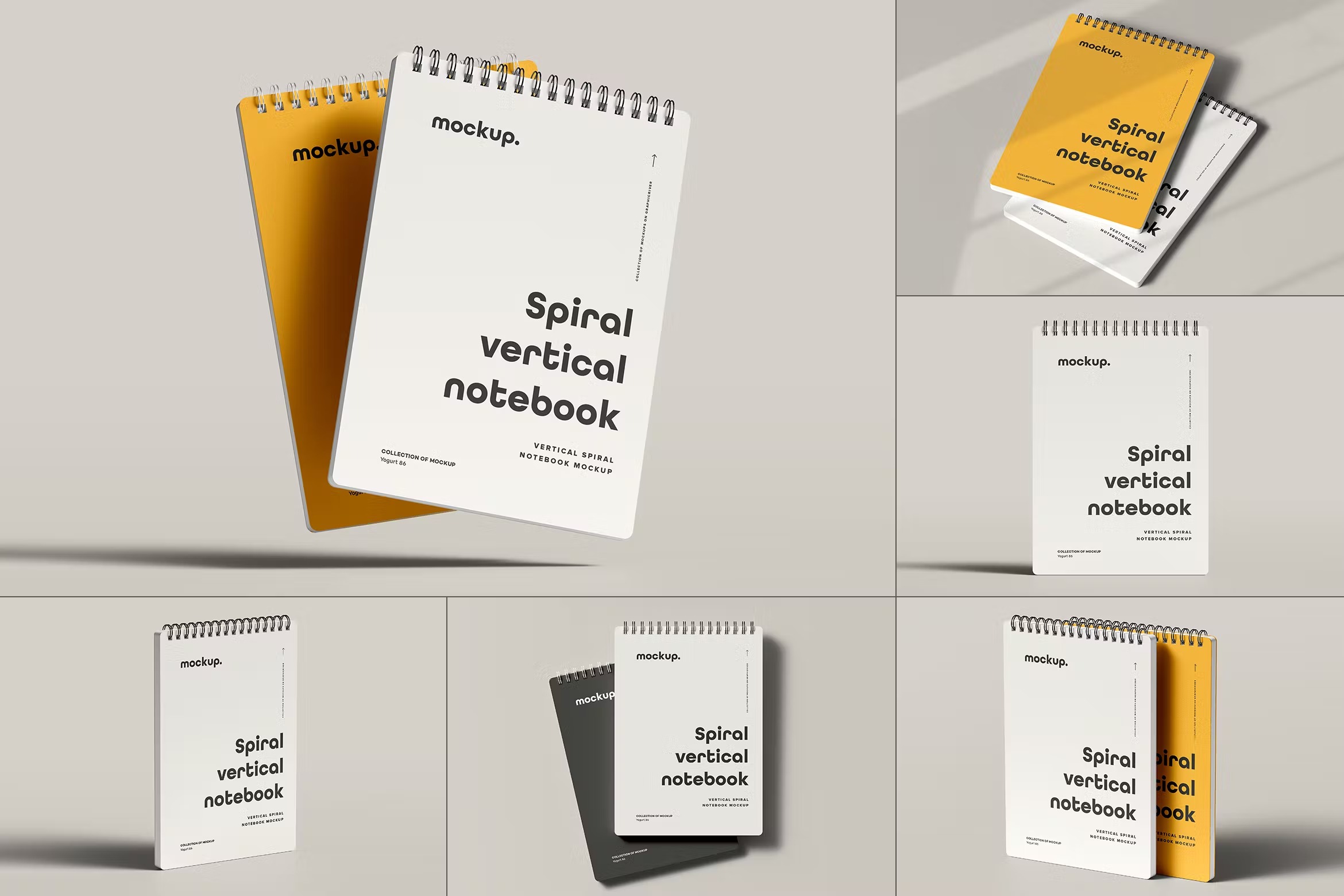 线圈笔记本记事本文创文具封面设计作品贴图Ps样机素材展示效果 Spiral Notebook Mock-up 2_img_2