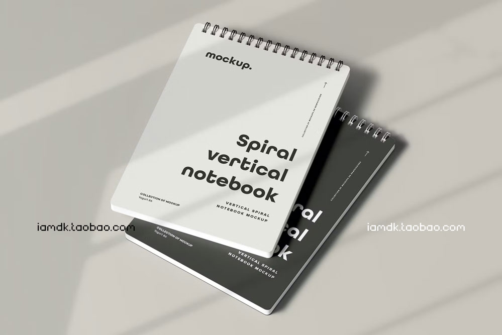 线圈笔记本记事本文创文具封面设计作品贴图Ps样机素材展示效果 Spiral Notebook Mock-up 2_img_2