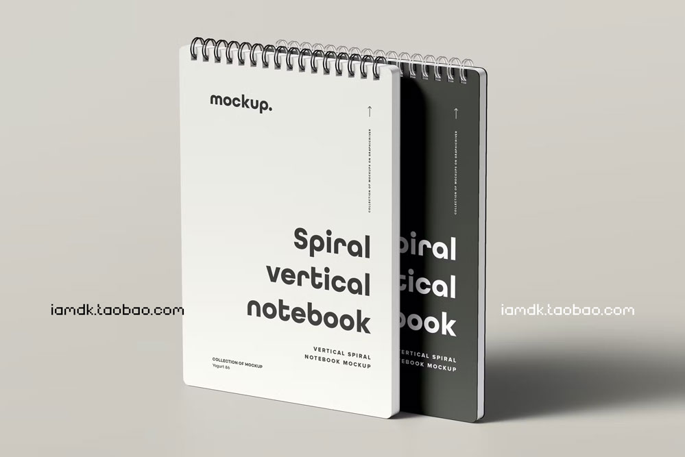 线圈笔记本记事本文创文具封面设计作品贴图Ps样机素材展示效果 Spiral Notebook Mock-up 2_img_2