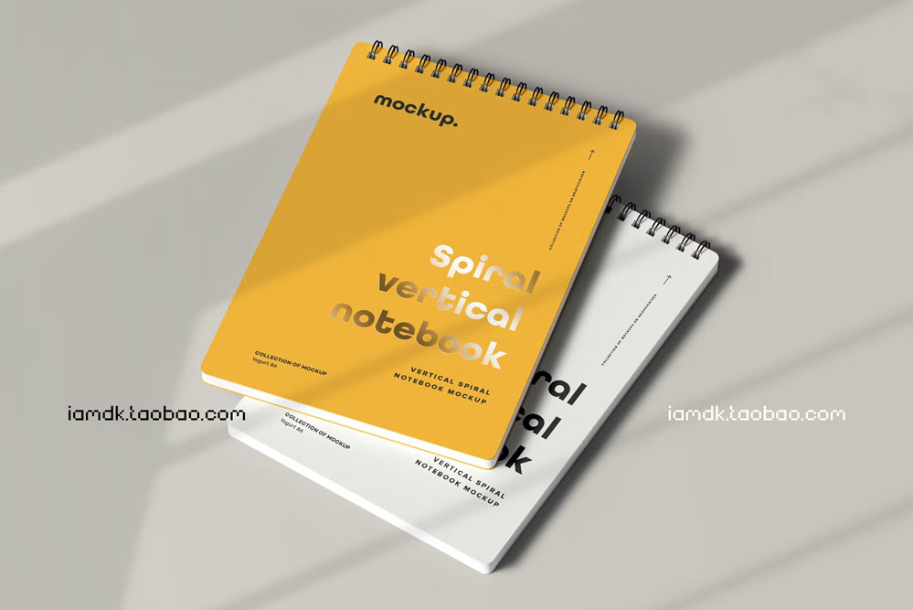 线圈笔记本记事本文创文具封面设计作品贴图Ps样机素材展示效果 Spiral Notebook Mock-up 2_img_2