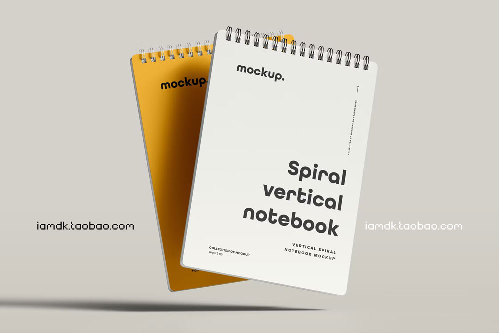 线圈笔记本记事本文创文具封面设计作品贴图Ps样机素材展示效果 Spiral Notebook Mock-up 2_img_2