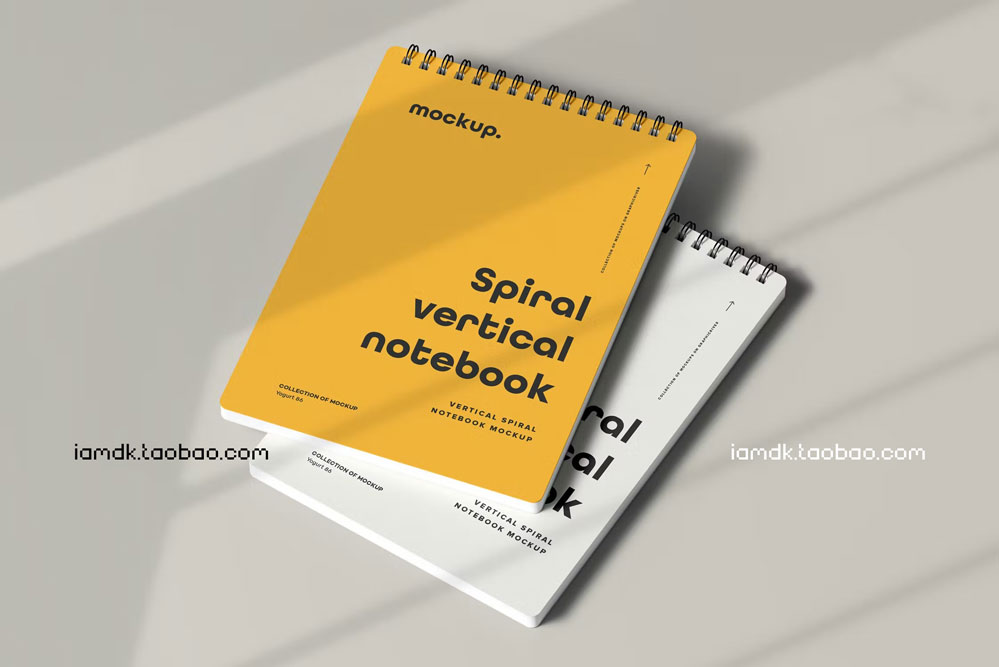 线圈笔记本记事本文创文具封面设计作品贴图Ps样机素材展示效果 Spiral Notebook Mock-up 2_img_2