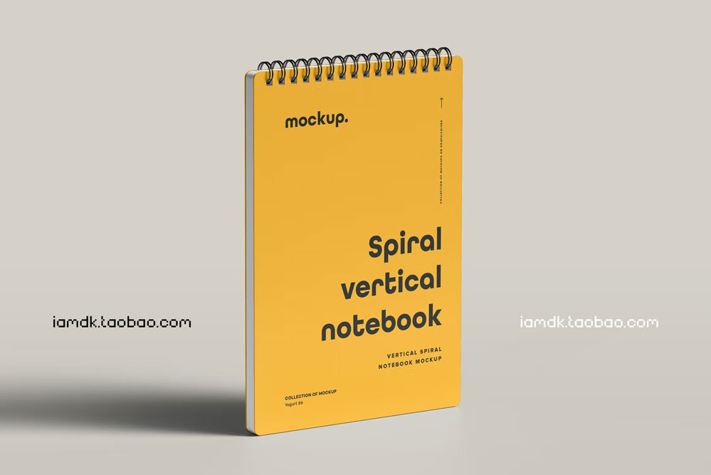 线圈笔记本记事本文创文具封面设计作品贴图Ps样机素材展示效果 Spiral Notebook Mock-up 2_img_2