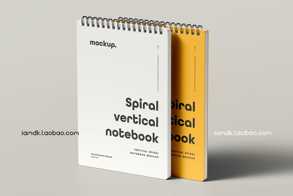 线圈笔记本记事本文创文具封面设计作品贴图Ps样机素材展示效果 Spiral Notebook Mock-up 2_img_2