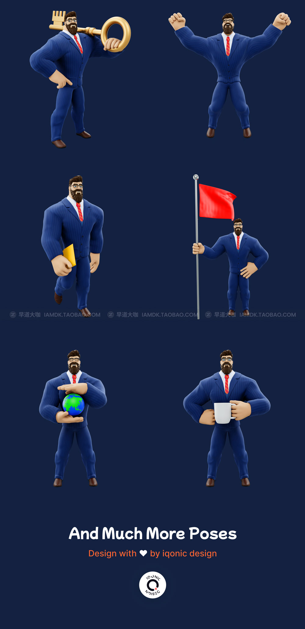 精美卡通有趣商务男士3D图标Icon设计PNG免扣图片素材 Duncan - 3D Character Models_img_2