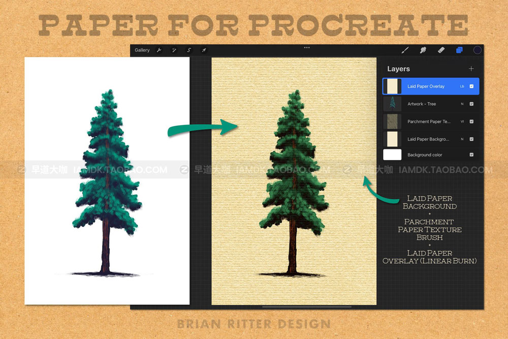 潮流复古逼真纸张肌理纹理背景iPad Procreate画布图层样式设计素材 Paper for Procreate_img_2