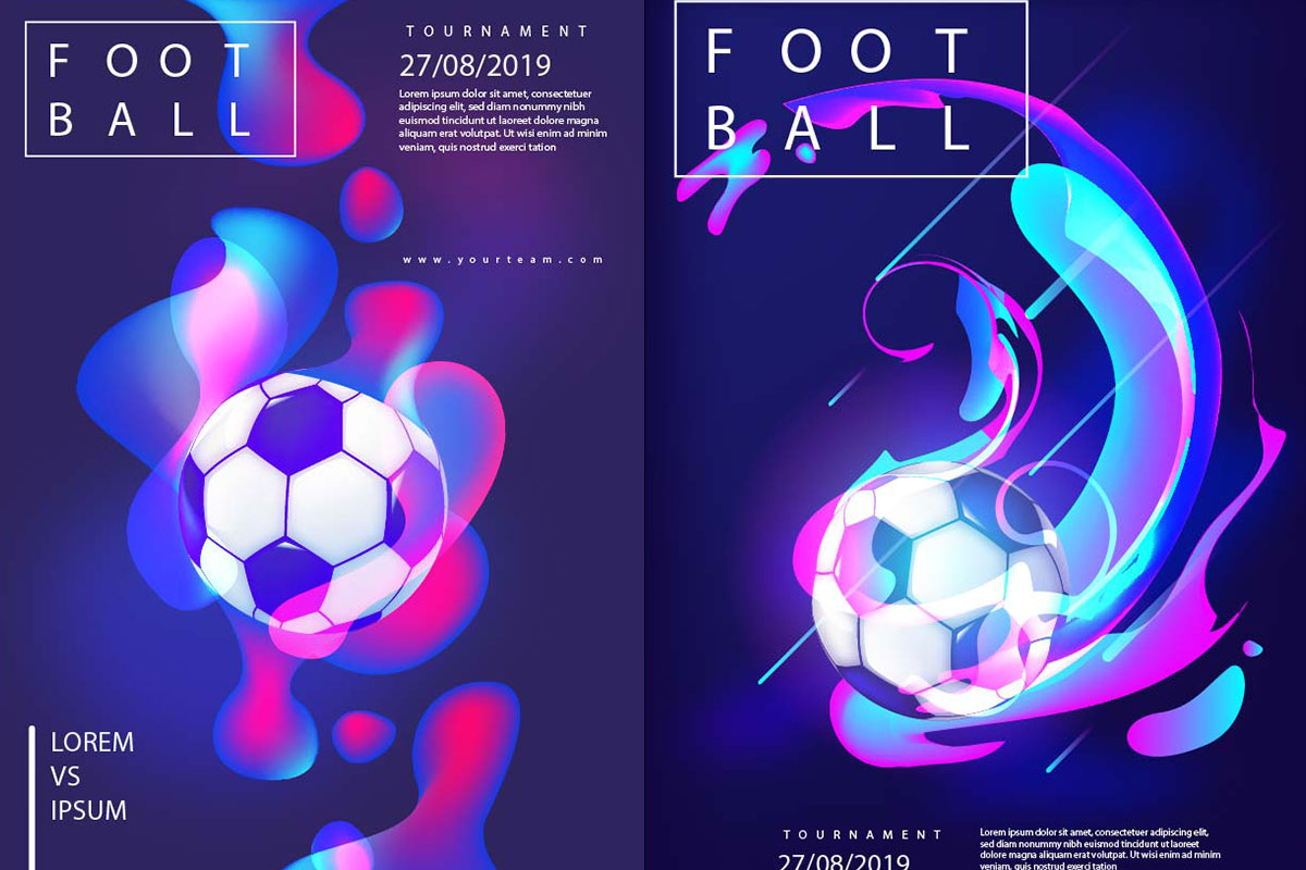 炫彩时尚创意足球海报传单设计AI矢量模板 Soccer Poster Template_img_2