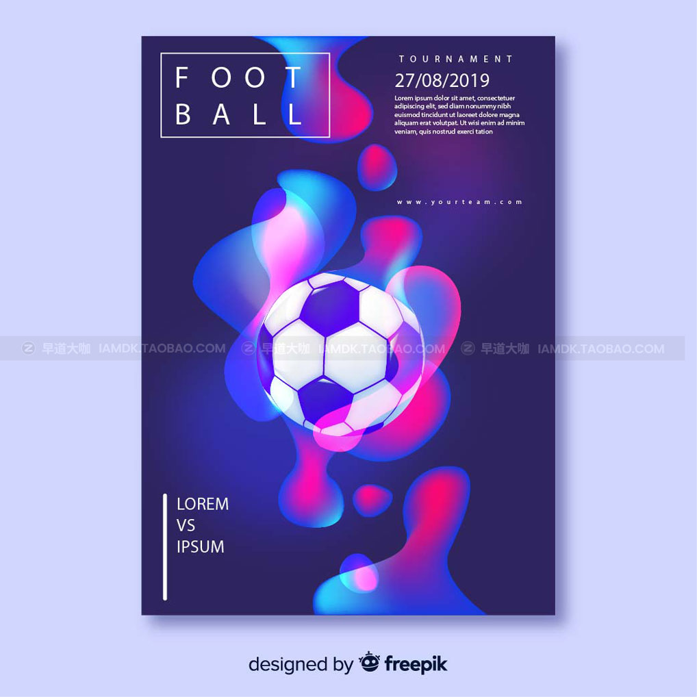 炫彩时尚创意足球海报传单设计AI矢量模板 Soccer Poster Template_img_2