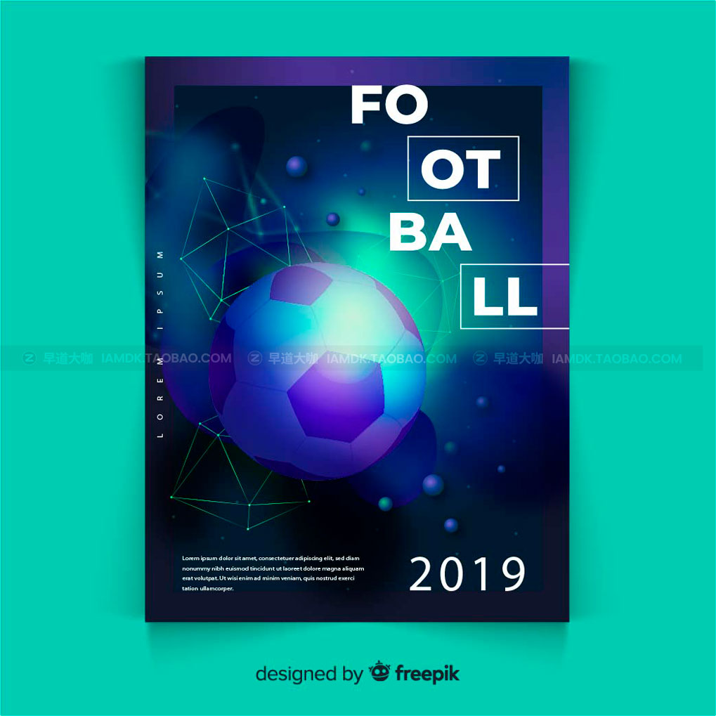 炫彩时尚创意足球海报传单设计AI矢量模板 Soccer Poster Template_img_2