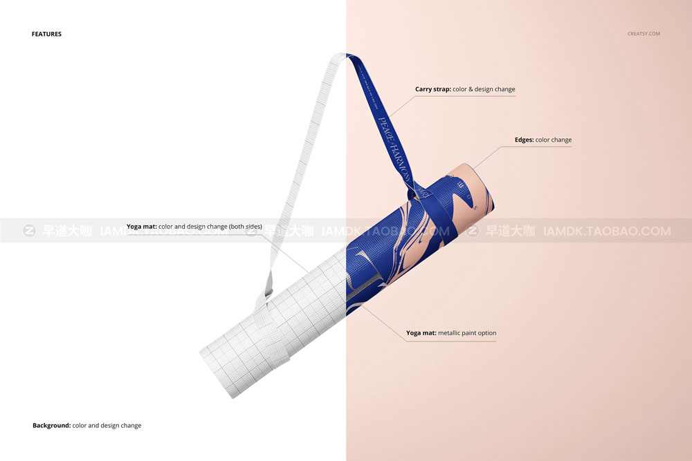 防滑运动健身瑜伽垫地垫logo印花图案设计贴图展示效果ps样机素材 Yoga Mat Mockup Set v.2_img_2