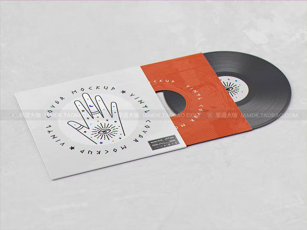 复古黑胶唱片音乐专辑封面设计作品贴图PSD样机模板素材 Vinyl Album Mock-up_img_2