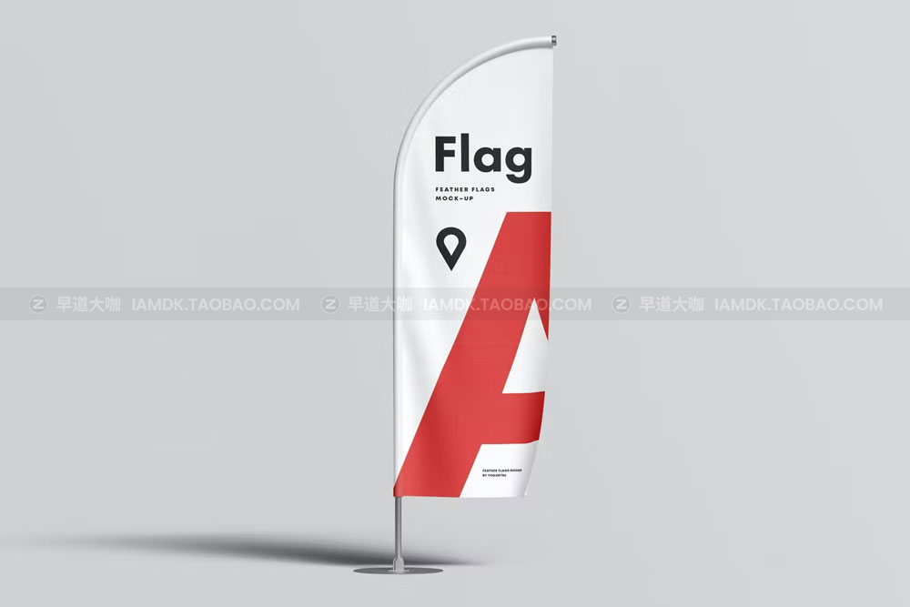 时尚路演宣传广告道旗羽毛刀旗设计作品贴图Ps样机素材 Feather Flag Mockup_img_2