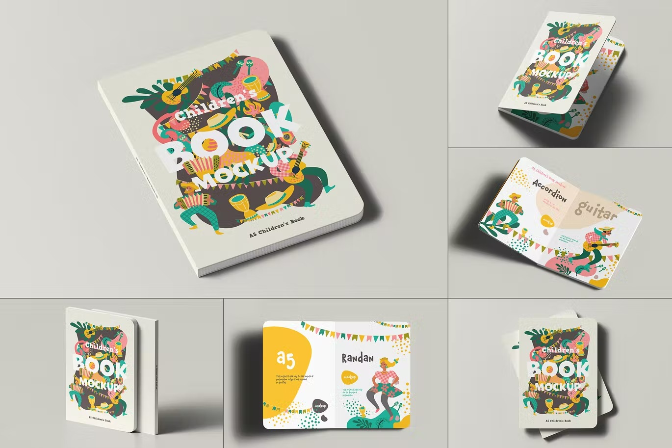 A5童话绘本手账笔记本封面内页设计贴图Ps样机素材展示效果 A5 Childrens Book Mock-up_img_2