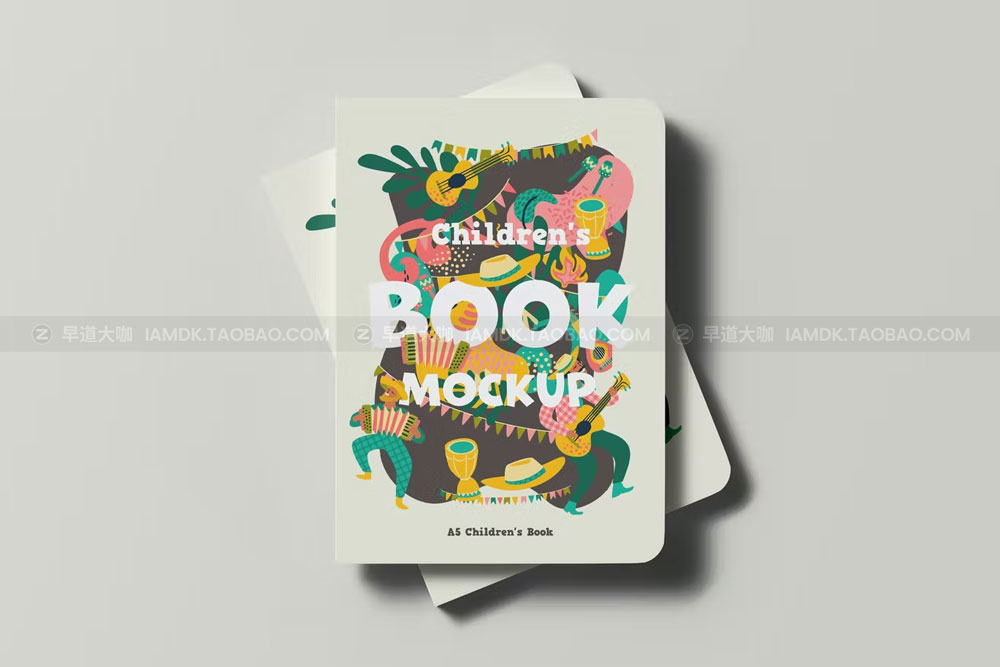 A5童话绘本手账笔记本封面内页设计贴图Ps样机素材展示效果 A5 Childrens Book Mock-up_img_2