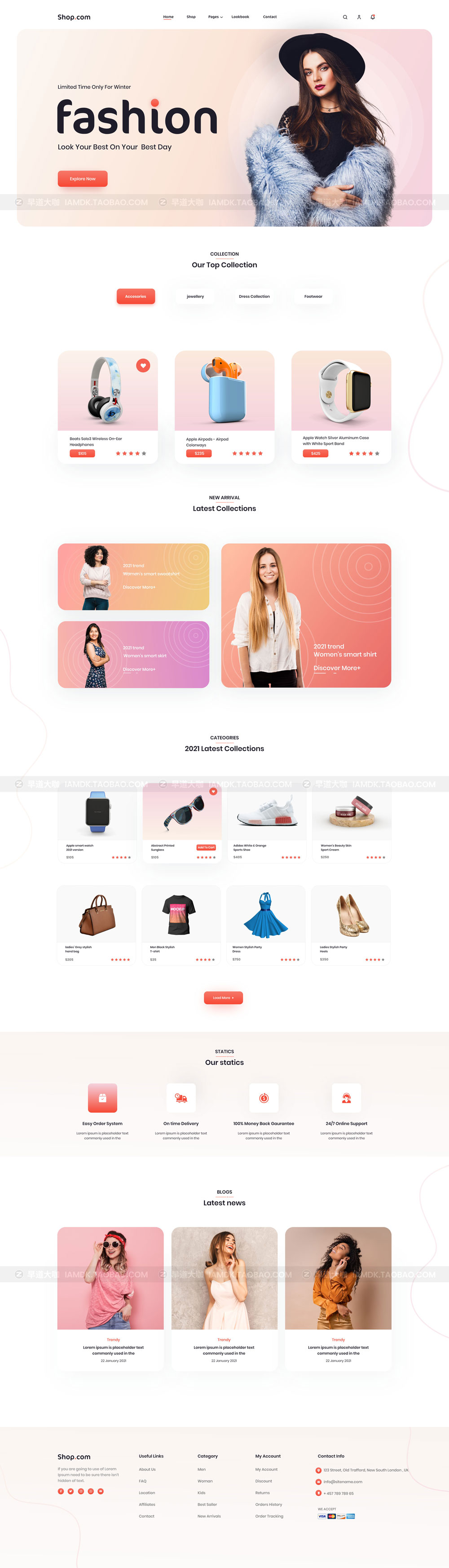 时尚服装电子产品购物商城网站WEB界面设计XD模板 Shop - Ecommerce Landing Page Design_img_2