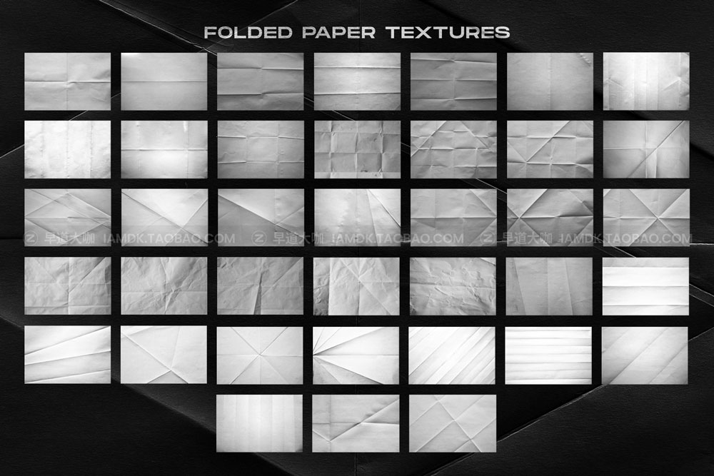 嘻哈复古做旧褶皱折痕纸张硬纸板纹理背景图片设计素材 Folded Paper Textures Collection_img_2