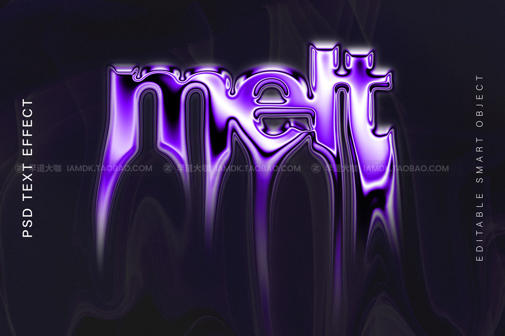 复古艺术酸性液化扭曲流动金属RGB故障字体Logo特效PS样机组合 Acid Twisted Text Mockup_img_2