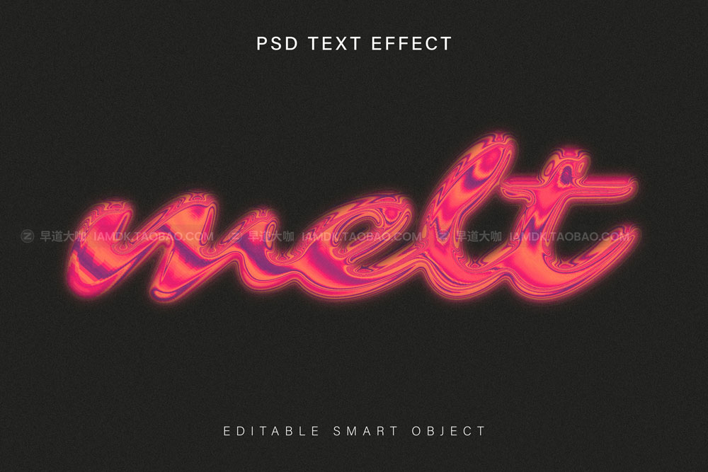复古艺术酸性液化扭曲流动金属RGB故障字体Logo特效PS样机组合 Acid Twisted Text Mockup_img_2