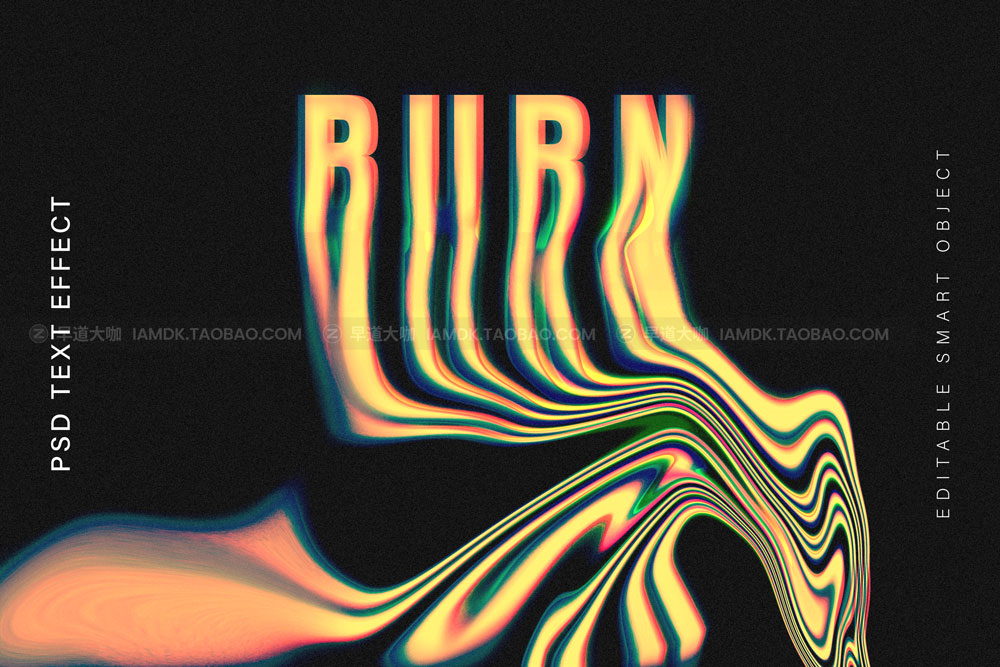 复古艺术酸性液化扭曲流动金属RGB故障字体Logo特效PS样机组合 Acid Twisted Text Mockup_img_2
