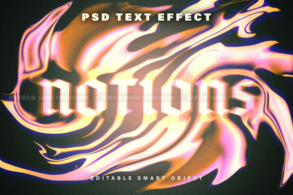 复古艺术酸性液化扭曲流动金属RGB故障字体Logo特效PS样机组合 Acid Twisted Text Mockup_img_2