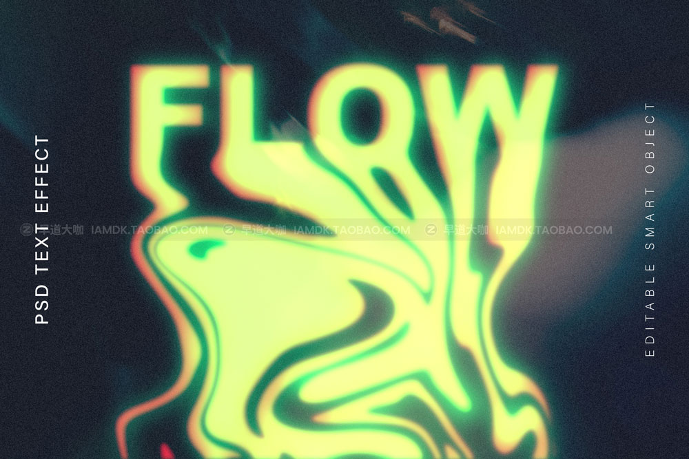 复古艺术酸性液化扭曲流动金属RGB故障字体Logo特效PS样机组合 Acid Twisted Text Mockup_img_2