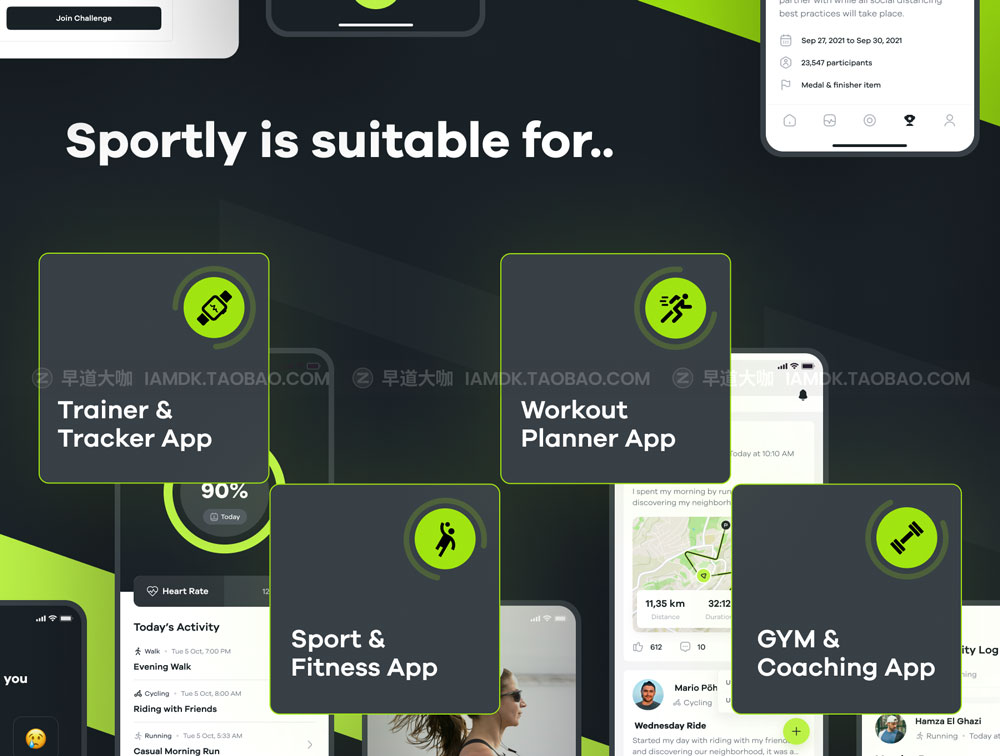 现代运动健身锻炼APP应用程序界面设计UI套件素材 Sportly - Fittech App UI Kit_img_2