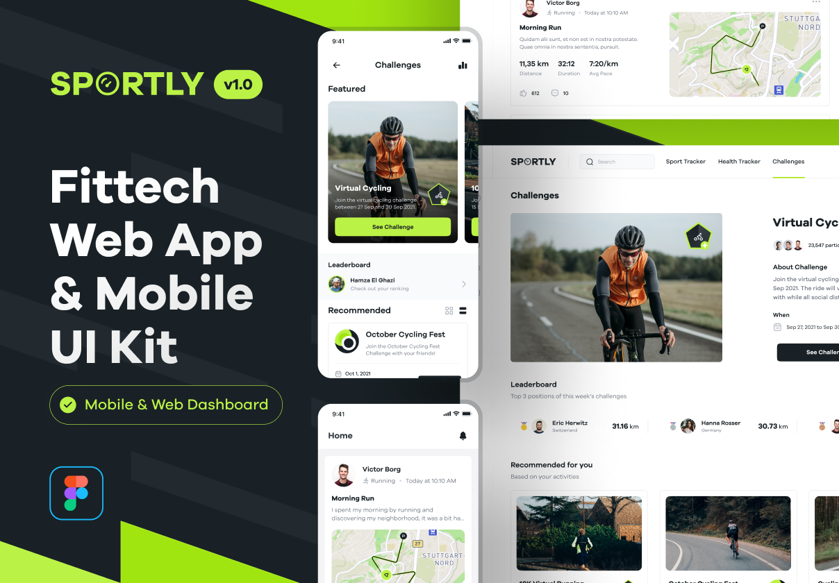 现代运动健身锻炼APP应用程序界面设计UI套件素材 Sportly - Fittech App UI Kit_img_3