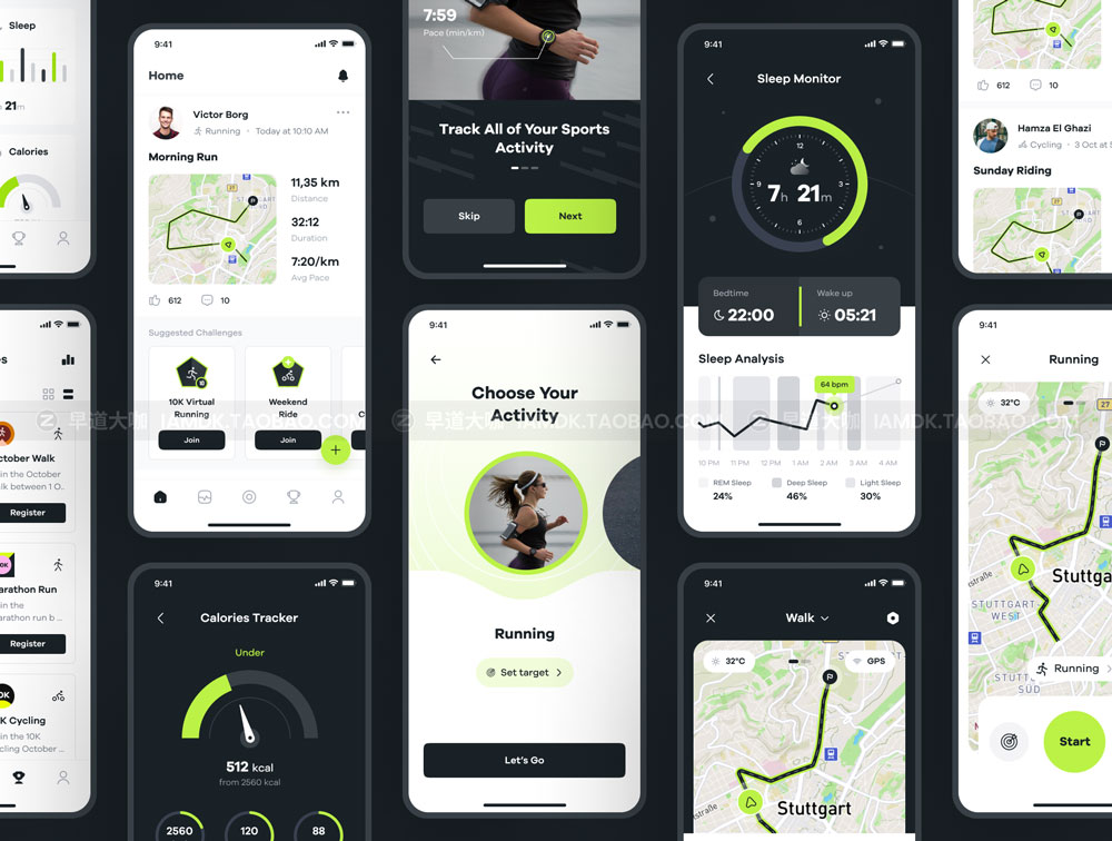 现代运动健身锻炼APP应用程序界面设计UI套件素材 Sportly - Fittech App UI Kit_img_2