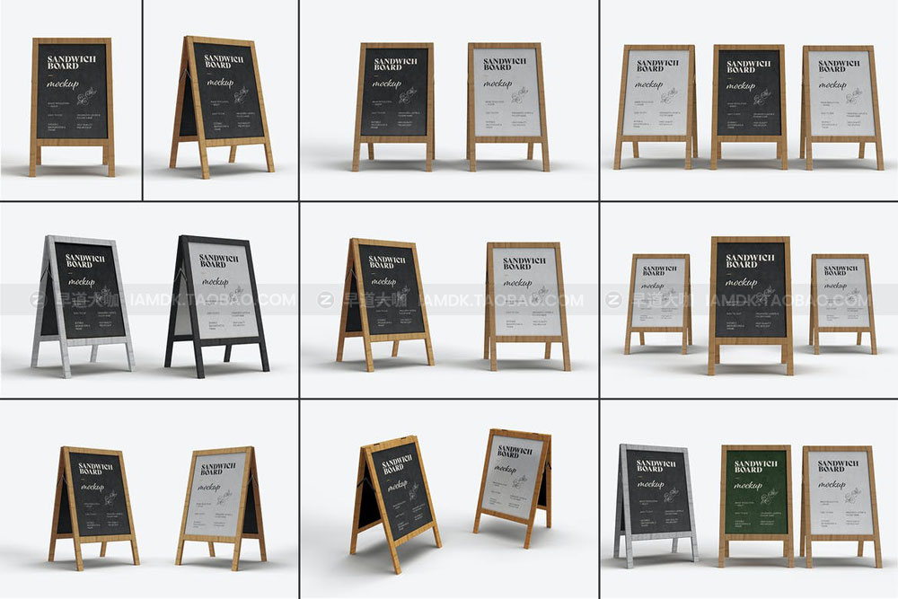 逼真户外咖啡餐厅菜单广告设计样机模板素材 Sandwich Board Mockup_img_2