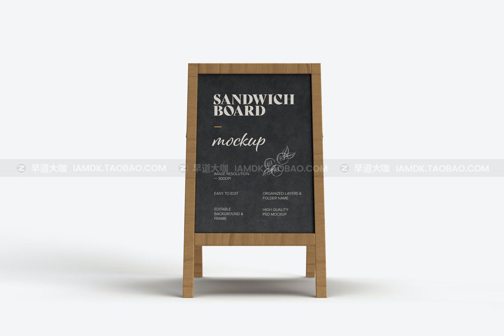 逼真户外咖啡餐厅菜单广告设计样机模板素材 Sandwich Board Mockup_img_2