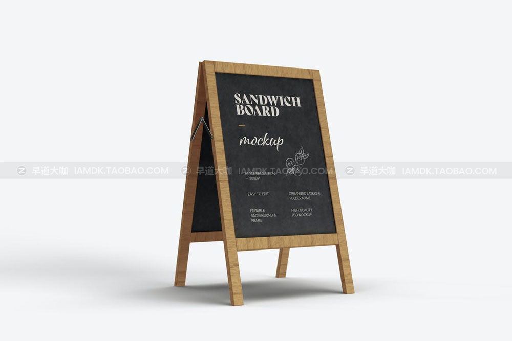 逼真户外咖啡餐厅菜单广告设计样机模板素材 Sandwich Board Mockup_img_2