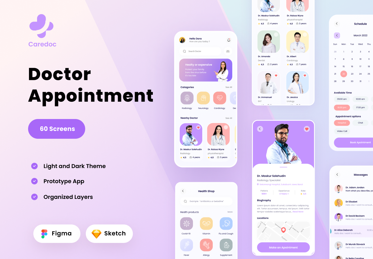 高质量医院挂号在线就诊药店APP应用程序UI套件 Doctor Appointment App UI Kit_img_2