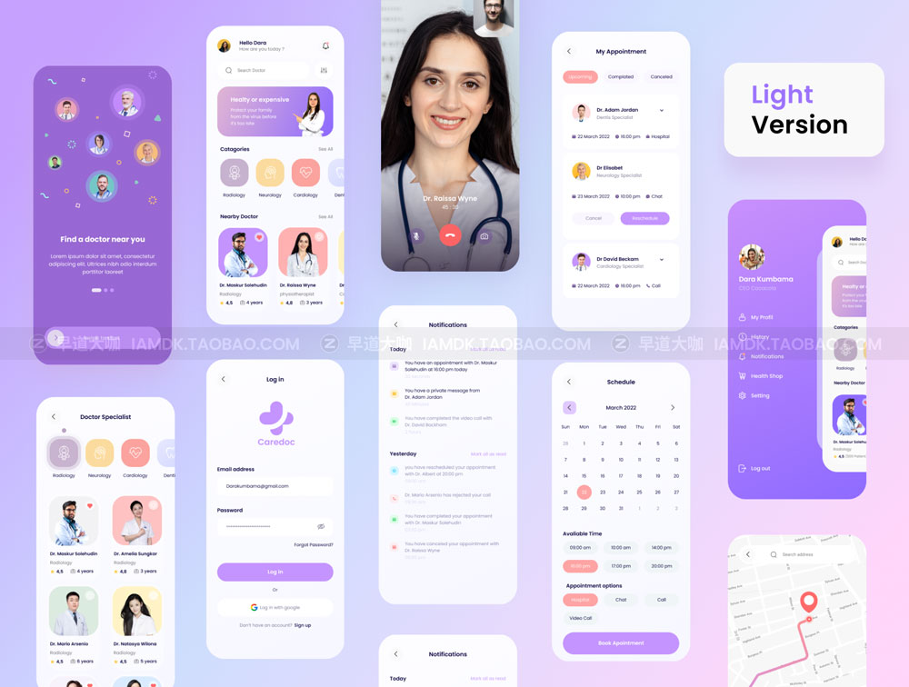 高质量医院挂号在线就诊药店APP应用程序UI套件 Doctor Appointment App UI Kit_img_2