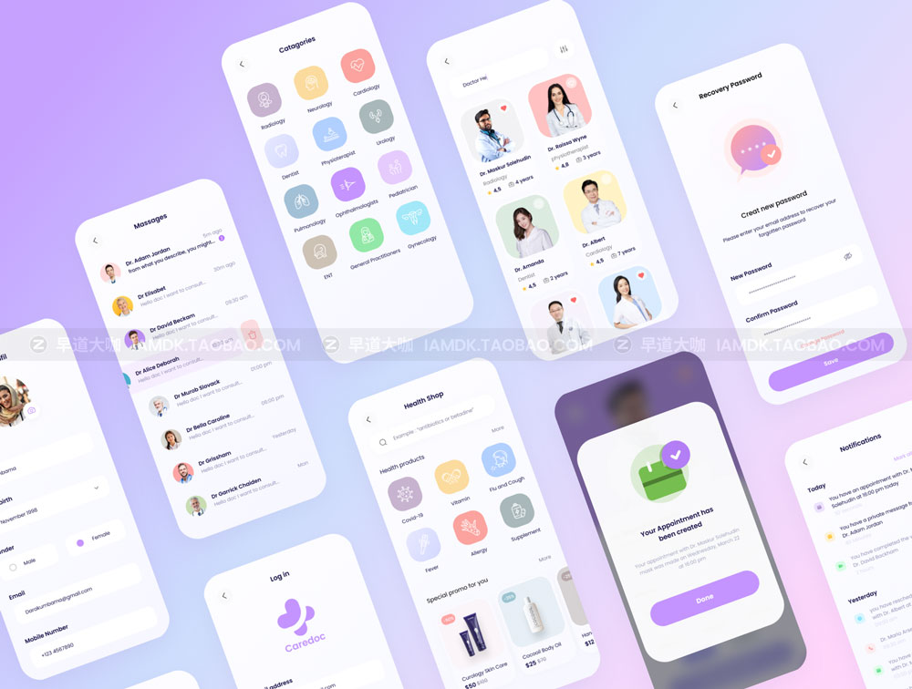 高质量医院挂号在线就诊药店APP应用程序UI套件 Doctor Appointment App UI Kit_img_2