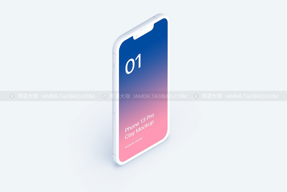 20款iPhone13陶瓷白膜多角度Ui界面设计贴图Ps样机素材展示模板 Phone 13 Pro - 20 Clay Mockups_img_2