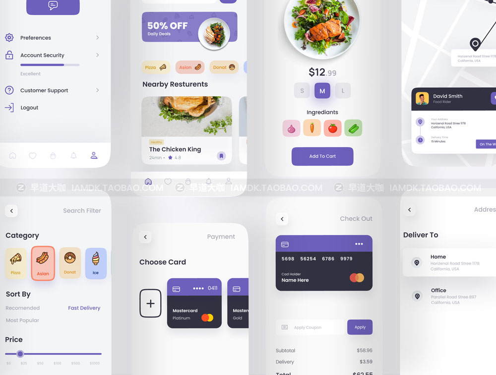 简约外卖送餐软件APP界面设计UI套件 Eatly - Food Delivery App UI Kit_img_2