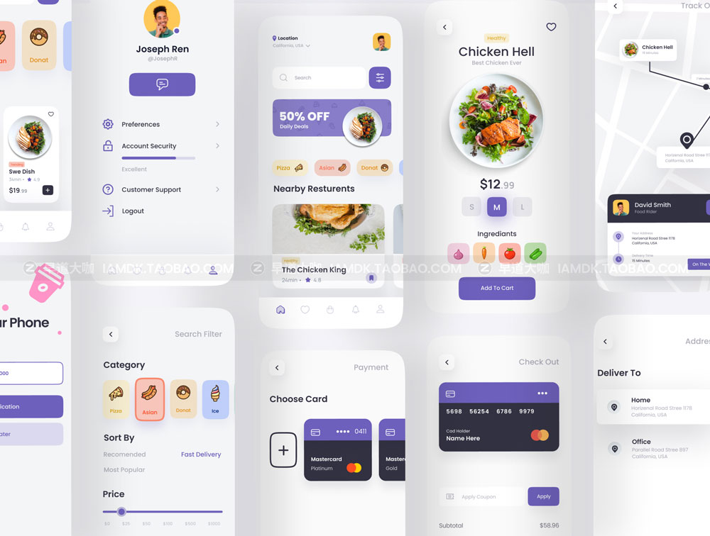 简约外卖送餐软件APP界面设计UI套件 Eatly - Food Delivery App UI Kit_img_2