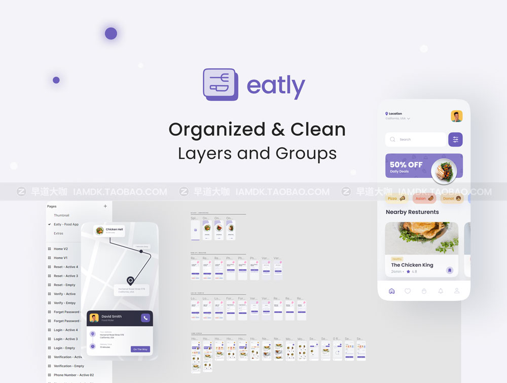 简约外卖送餐软件APP界面设计UI套件 Eatly - Food Delivery App UI Kit_img_2