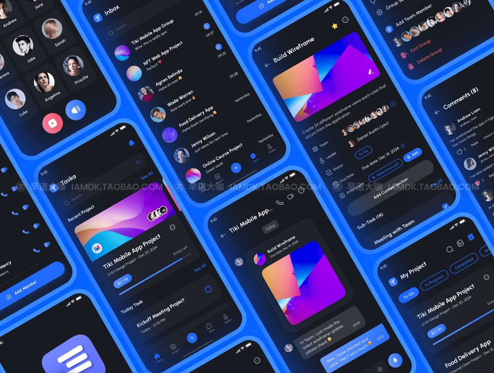 高质量团队协作项目管理APP应用程序界面设计UI套件 Taska - Task & Project Management App UI Kit_img_2